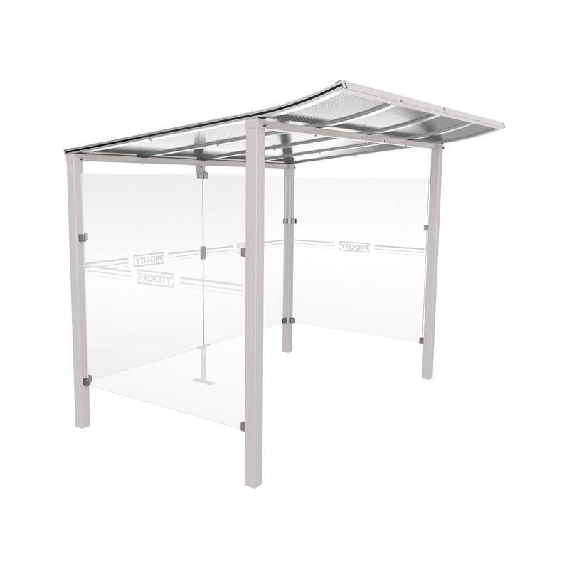Automatenüberdachung, Automatendach, Stahlpfosten, Polycarbonatdach, UV-behandelt, Einbetonierung, 2.100 x 1.300 x 1.500 mm (HxBxT), Farbe enzianblau