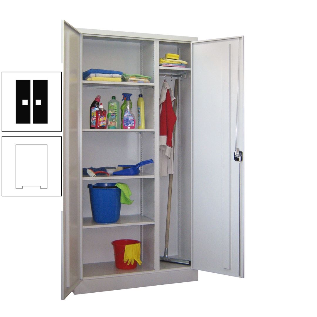 Putzschrank mit Trennwand - 1.950x1.000x400 mm (HxBxT) - Böden pulverbeschichtet - anthrazitgrau
