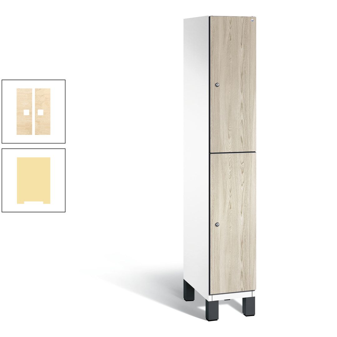 Fächerschrank, Garderobenschrank, mit Füßen, 1 Abteile, 1.980 x 300 x 525 mm (HxBxT), Korpus anthrazitgrau, Tür Donau-Ahorn