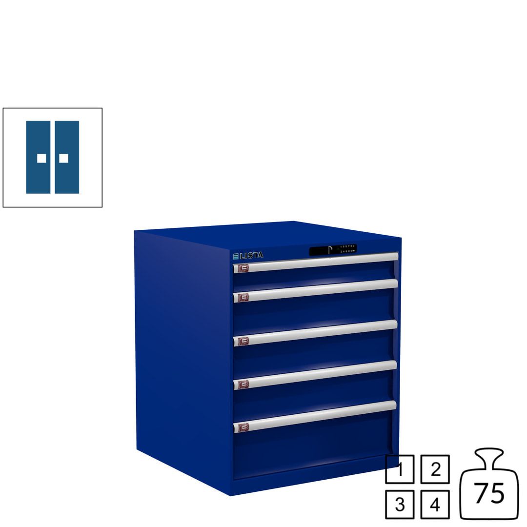 Lista Schubladenschrank - 14.410.010 - 850x717x725 mm (HxBxT) - 5 Schubladen - 75 kg - Key Lock - lichtblau (RAL 5012)