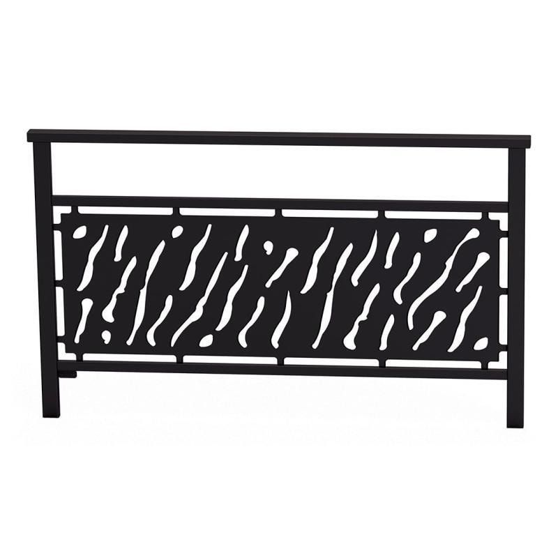 Geländer gestanztes Blech, 900 x 1.500 mm, Farbe enzianblau, eckiger Handlauf, Außengeländer, Systemgeländer