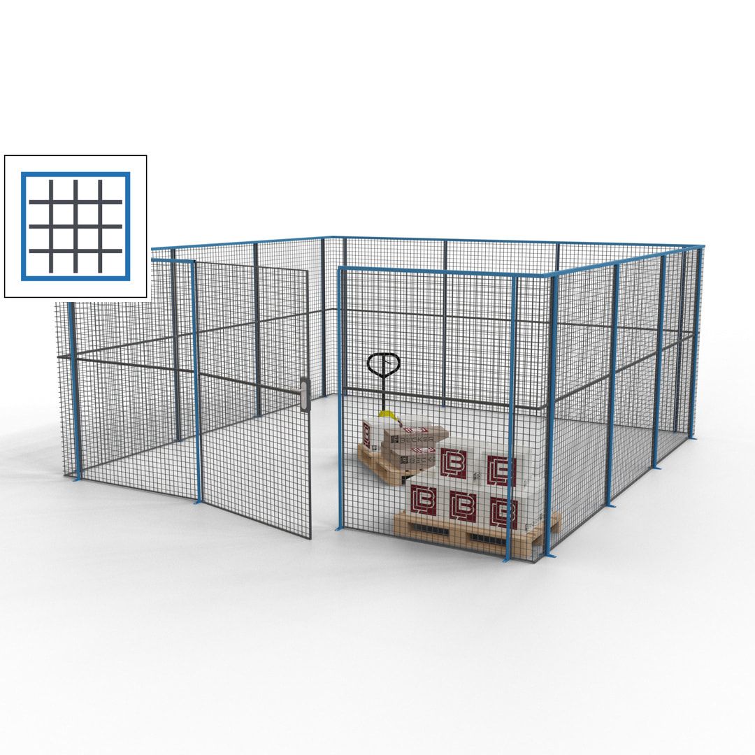 Maschinen Schutzgitter - Hallentrennwand - Sicherheitszaun - Tür - 18 m - 2.200 x 4.900 x 4.900 mm (HxBxT) - enzianblau