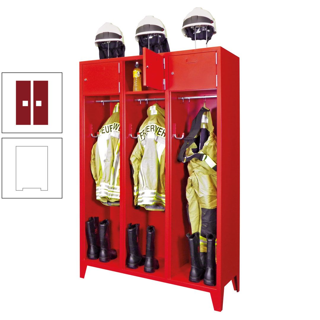 Feuerwehrschrank - 2 Abteile - Ablagefach mit Tür, Etikettenrahmen - 2.100 x 830 x 500 mm (HxBxT) - anthrazitgrau