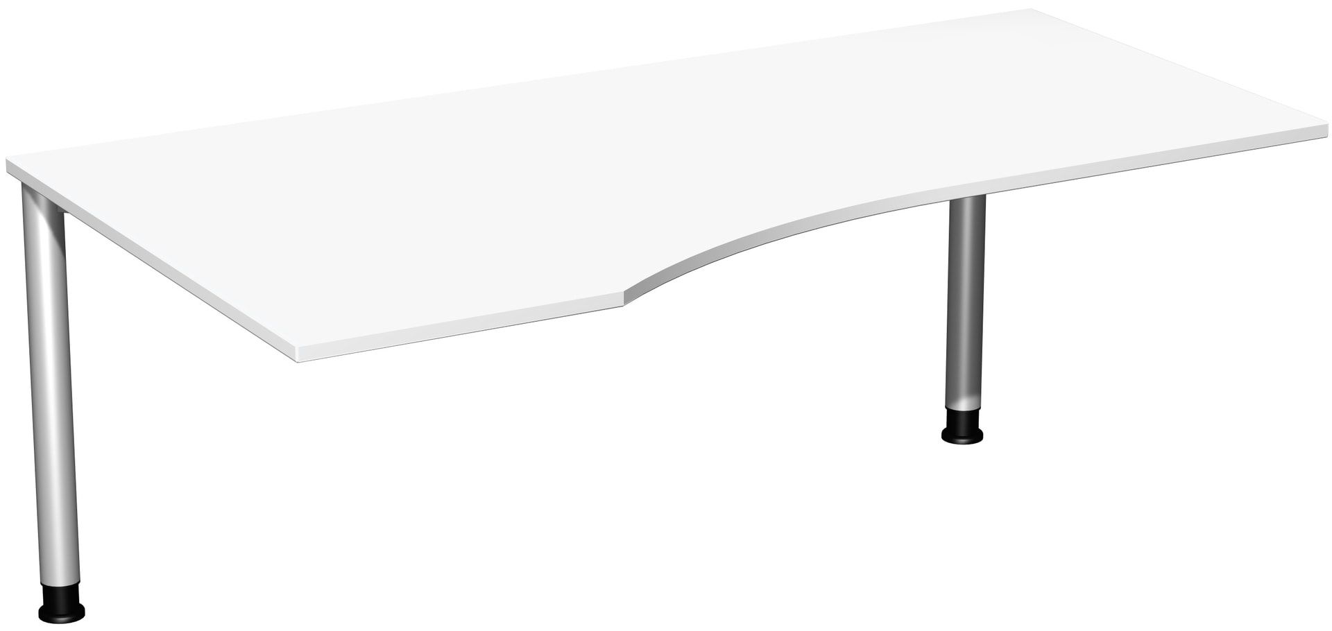 Eckschreibtisch mit einseitig verkürzten Füßen, 4-Fuß Flex, Ecke links, Höhe 680-800 mm, 1.600 x 1.000 mm (BxT), Gestell anthrazit, Ahorn