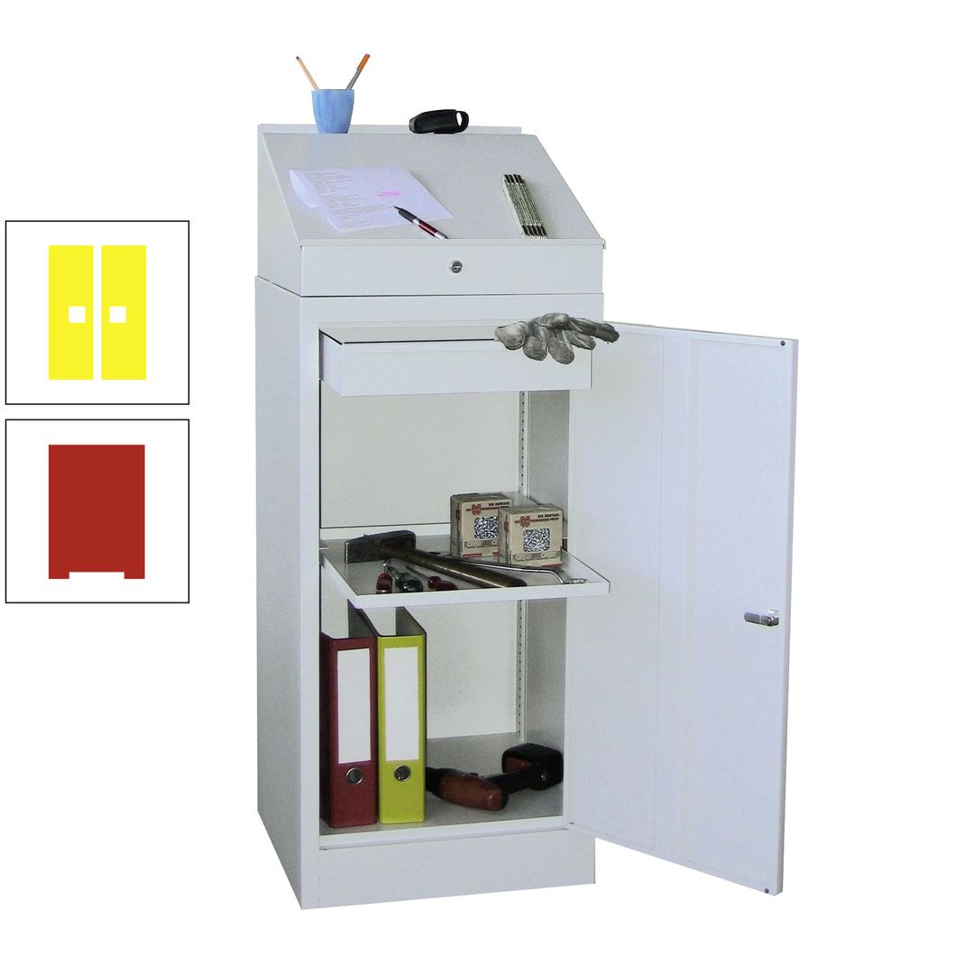 Stehpult mit Schrank - Vollblechtür - Zylinderschloss - 1 Einlegeboden, 1 Schublade - 1.270x500x500 mm (HxBxT) - anthrazitgrau
