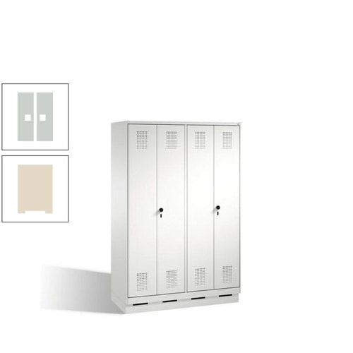 Doppel-Spind, Doppeltüren, Garderobenschrank mit Sockel, 4 Abteile a 300 mm, Korpus anthrazitgrau, Tür anthrazitgrau, 1.800 x 1.200 x 500 mm (HxBxT)