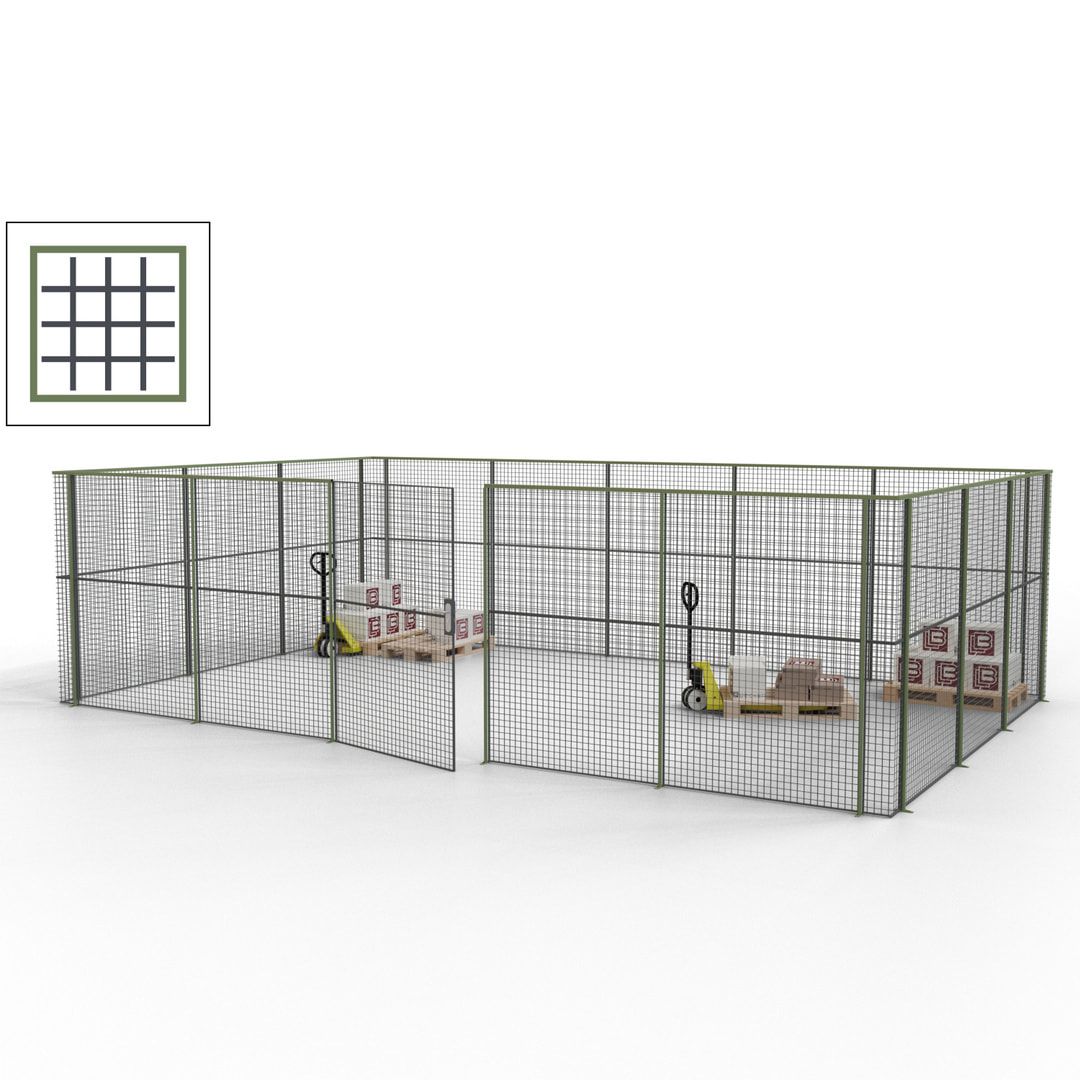 Maschinen Schutzgitter - Hallentrennwand - Sicherheitszaun - Tür - 22 m - 2.200 x 7.900 x 4.900 mm (HxBxT) - enzianblau