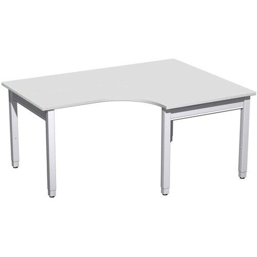 Eckschreibtisch, Eckteil 800 mm, rechts, einseitig verkürzt, 4-Fuß Quadrat Pro, höhenverstellbar, 680-800 x 1.600 x 1.200 mm (HxBxT), Dekor Ahorn