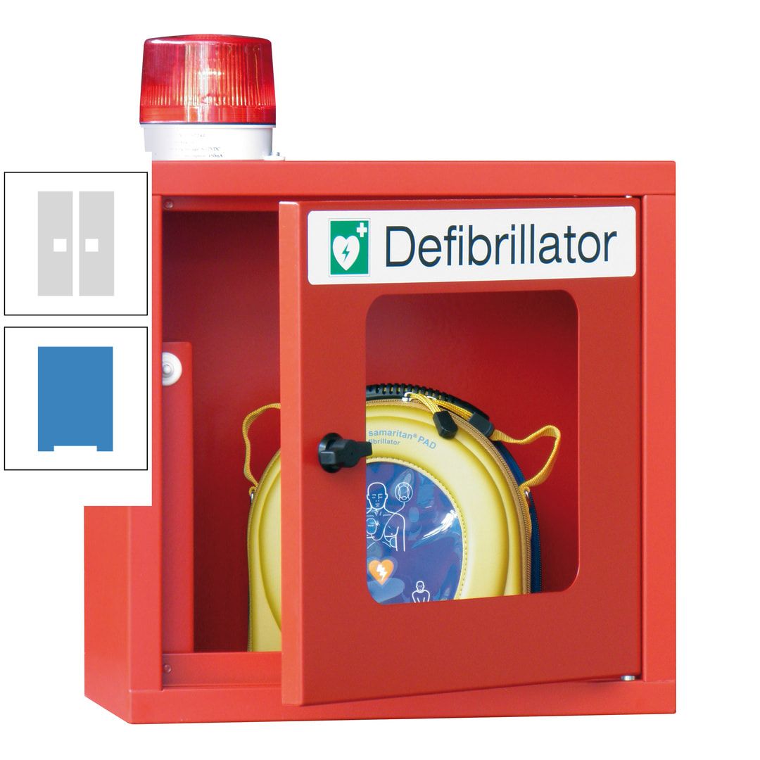 Defibrillatorenschrank mit akustischem und optischem Alarm - 490 x 400 x 200 mm (HxBxT) - Sichtfenster - anthrazitgrau