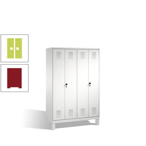 Doppel-Spind, Doppeltüren, Garderobenschrank mit Füßen, 4 Abteile a 300 mm, Korpus anthrazitgrau, Tür anthrazitgrau, 1.850 x 1.200 x 500 mm (HxBxT)