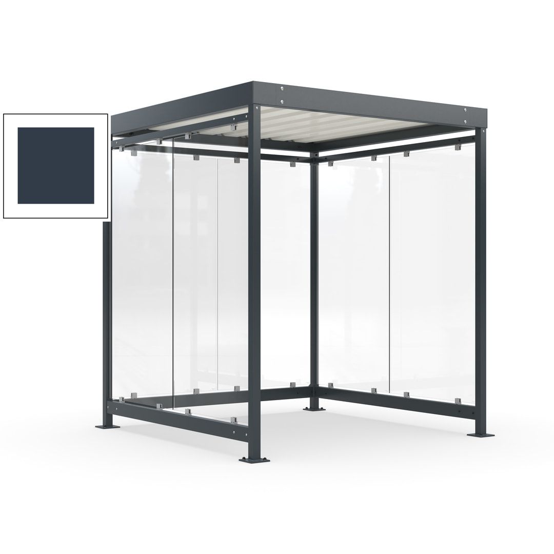 Raucherunterstand, Bushaltestelle, Bausatz, 6-7 Personen, 6 Wände, 2.510 x 2.165 x 2.165 mm (HxBxT), Achatgrau