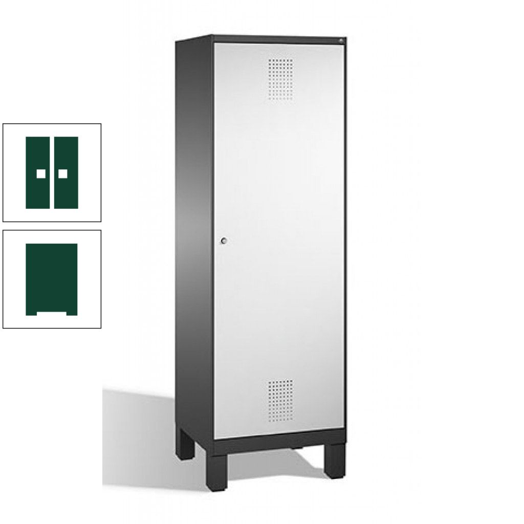Doppel-Spind, Garderobenschrank, 1 Tür für 2 Abteile a 300 mm, Korpus anthrazitgrau, Türen anthrazitgrau, 1.850 x 600 x 500 mm (HxBxT)