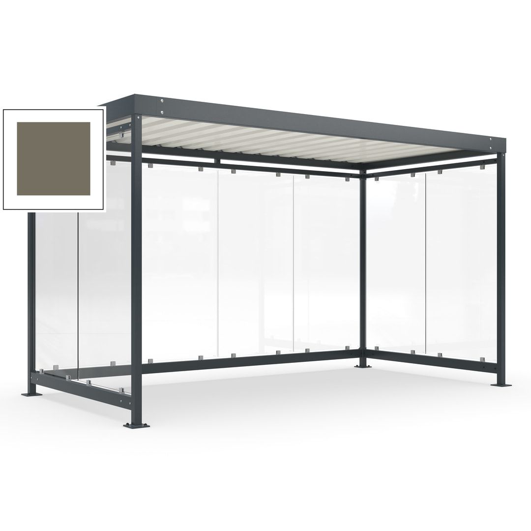 Fahrradunterstand, Fahrgastunterstand, Bushaltestelle, Bausatz, 12-13 Personen, 2.510 x 4.195 x 2.165 mm (HxBxT), 8 Wände, Achatgrau