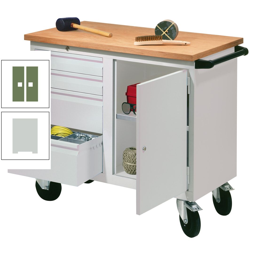 Mobile Werkbank - Werkstattwagen - 915 x 1.090 x 600 mm - 4 Schubladen und Schrankfach - anthrazitgrau