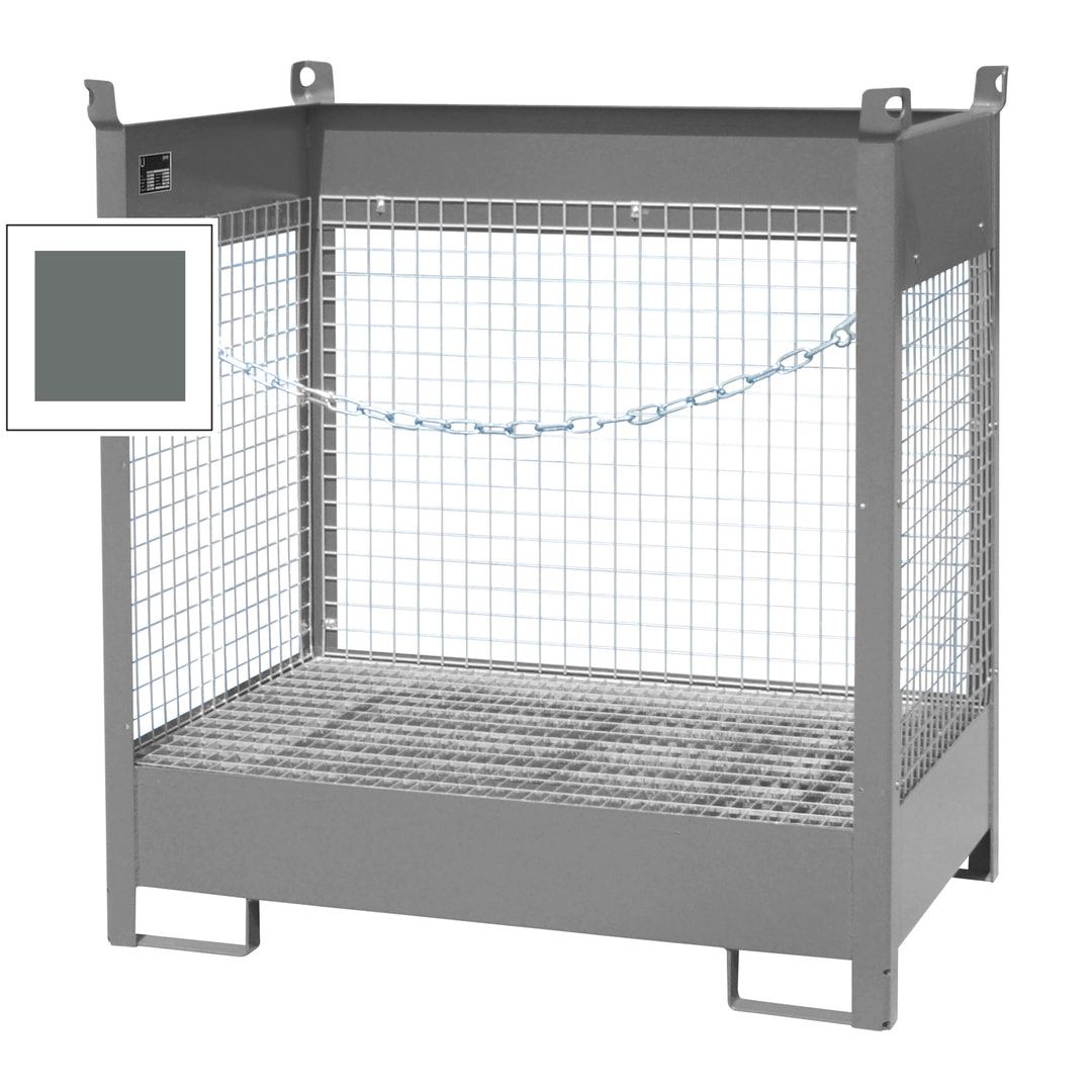 Fass-Stapelpalette - für 2 x 200-l-Fässer - Volumen 210 l - 1.495 x 1.410 x 920 mm (HxBxT) - Drahtgitterwände - feuerrot