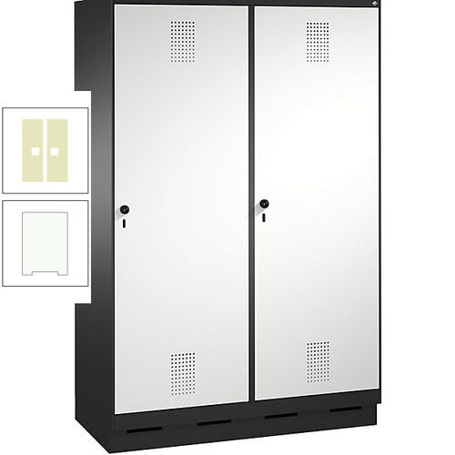Doppel-Spind, Garderobenschrank, 2 Türen für 4 Abteile a 300 mm, Korpus anthrazitgrau, Türen anthrazitgrau, 1.800 x 1.200 x 500 mm (HxBxT)
