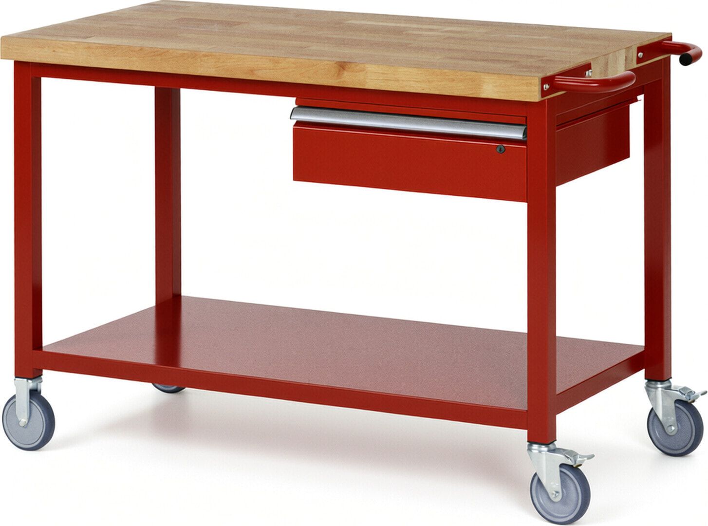 Mobile Werkbank mit Ablageboden - 1 Schublade - 150:1 - höhenverstellbar 880-1.080 mm - 1.250 x 700 mm (BxT) - 450 kg - Anthrazitgrau