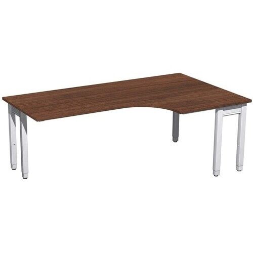 Eckschreibtisch, Eckteil 800 mm, rechts, einseitig verkürzt, 4-Fuß Quadrat Pro, höhenverstellbar, 680-800 x 1.600 x 1.200 mm (HxBxT), Dekor Ahorn