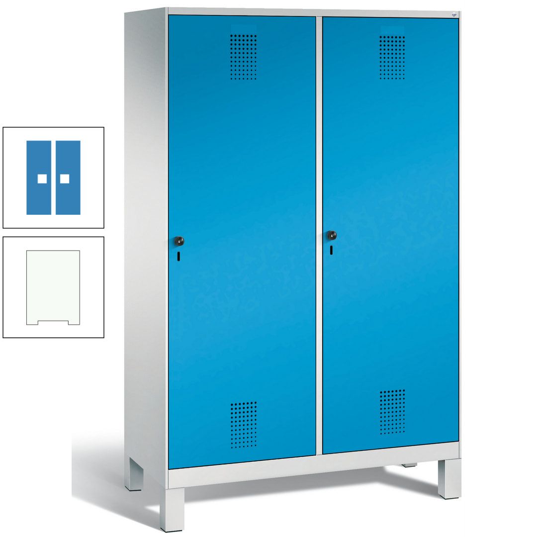 Doppel-Spind, Garderobenschrank, 2 Türen für 4 Abteile a 300 mm, Korpus anthrazitgrau, Türen anthrazitgrau, 1.850 x 1.200 x 500 mm (HxBxT)