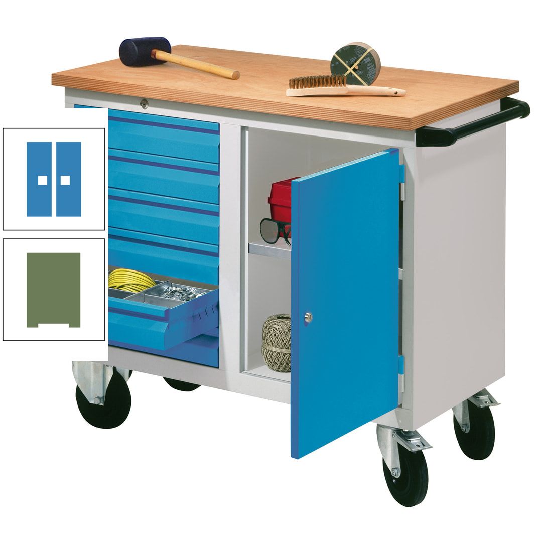 Mobile Werkbank - Werkstattwagen - 915 x 1.090 x 600 mm - 6 Schubladen und Schrankfach - anthrazitgrau