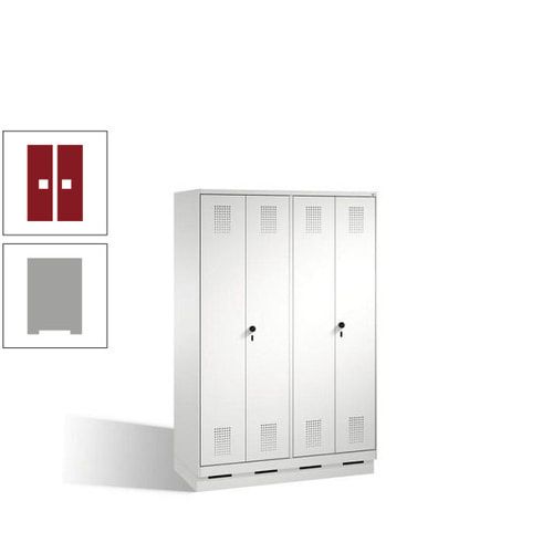 Doppel-Spind, Doppeltüren, Garderobenschrank mit Sockel, 4 Abteile a 300 mm, Korpus anthrazitgrau, Tür anthrazitgrau, 1.800 x 1.200 x 500 mm (HxBxT)