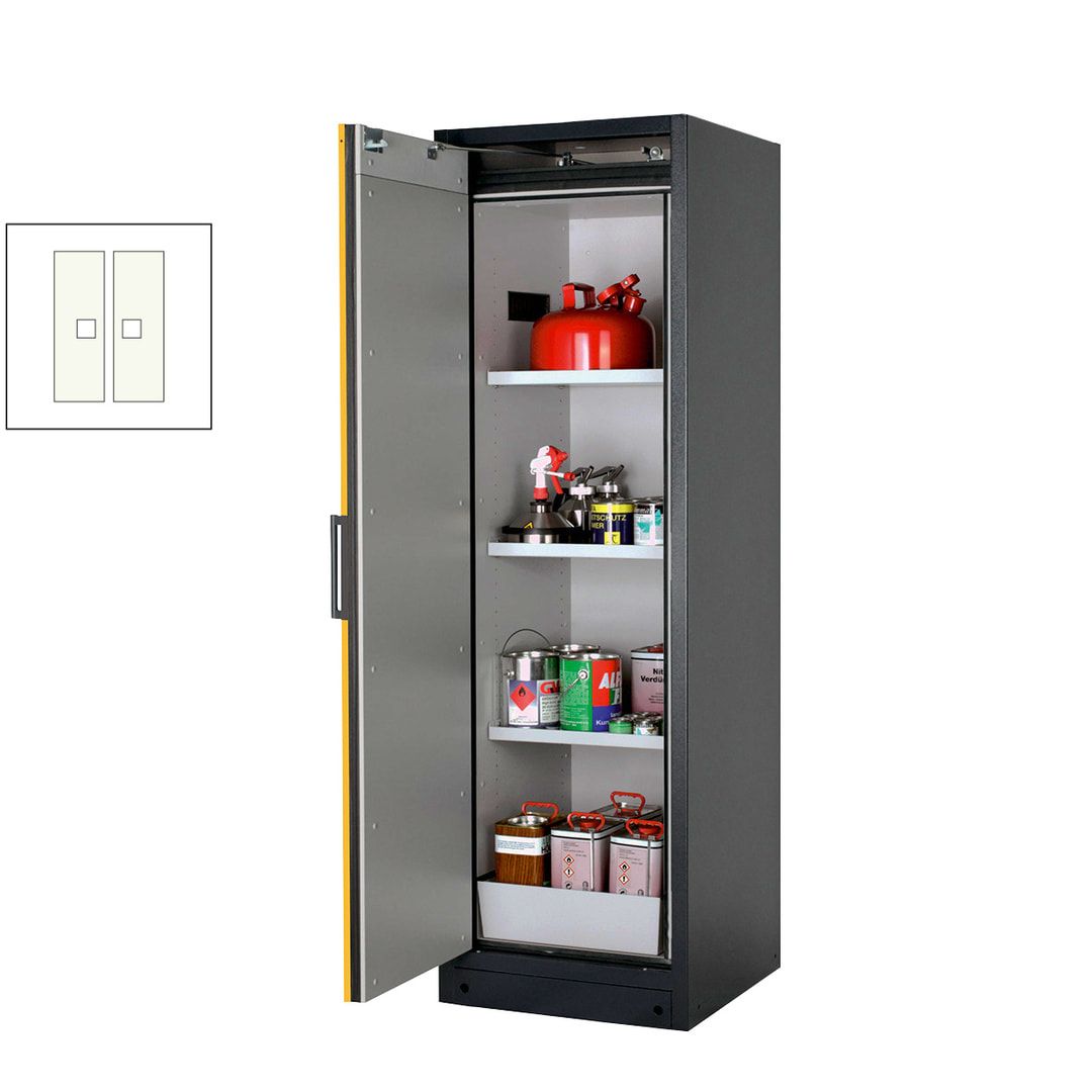 Gefahrstoffschrank - 1.953x599x615 mm - 2 Wannen PP - Türanschlag Links - Front enzianblau