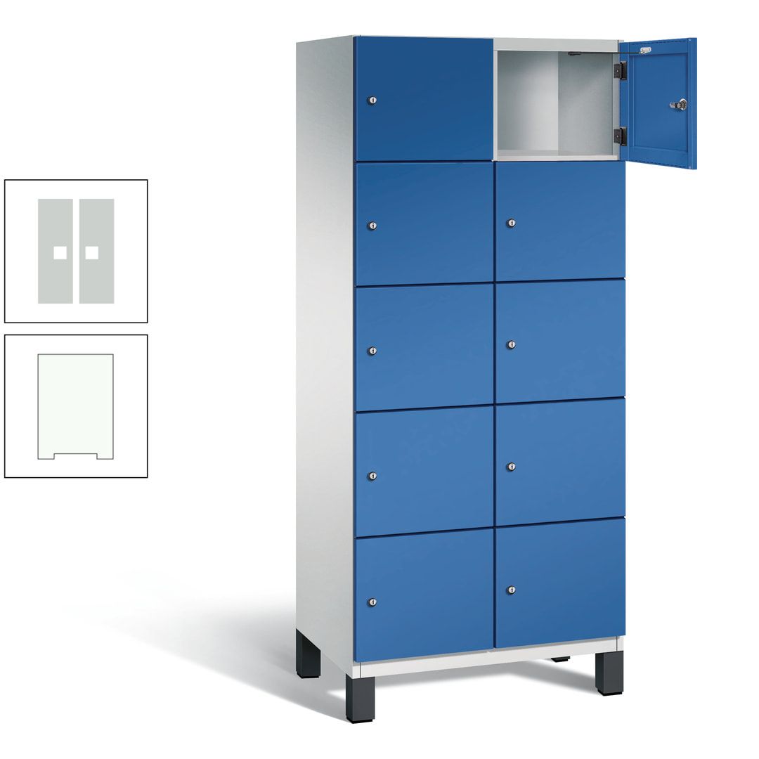 Fächerschrank, Stahlschrank, 10 Fächer, Türöffnungsbegrenzer, Füße, 1.980 x 800 x 525 mm (HxBxT), Korpus anthrazitgrau, Front anthrazitgrau
