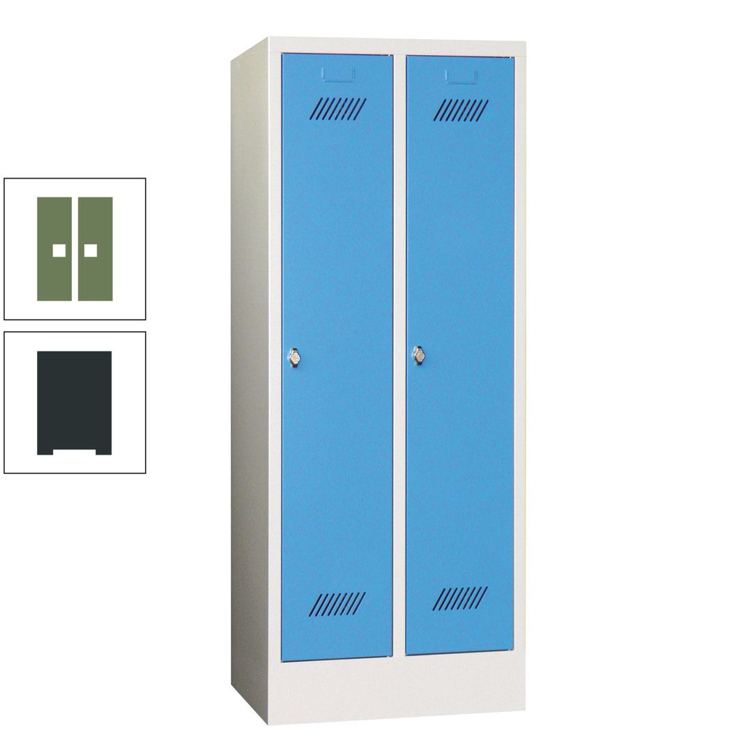 Spindschrank f. Schulen - mit Sockel - Höhe 1.600 mm - 2 Abteile a 300 mm - Drehriegel - anthrazitgrau