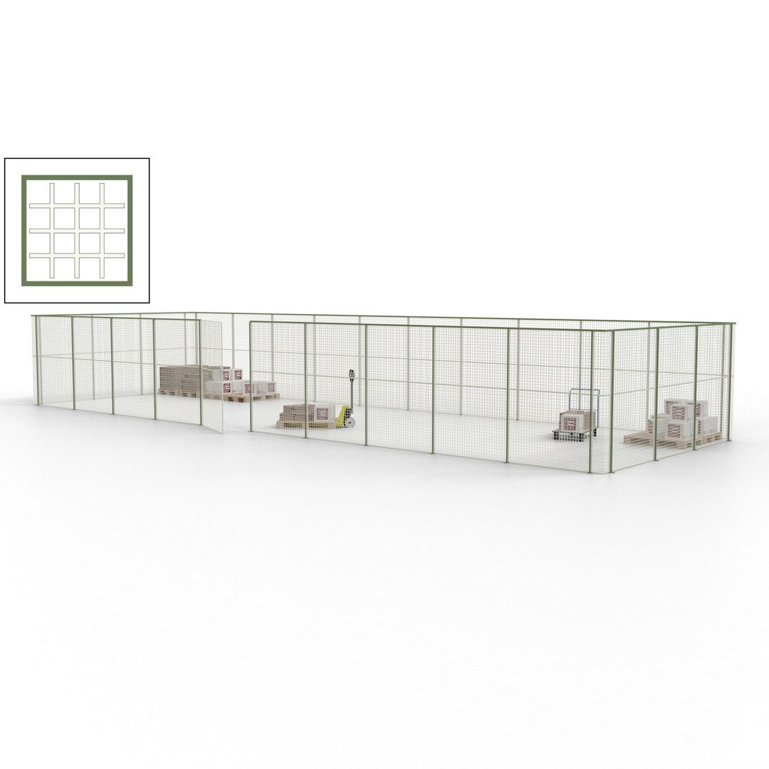 Maschinen Schutzgitter - Hallentrennwand - Sicherheitszaun - Tür - 39 m - 2.200 x 15.400 x 4.900 mm (HxBxT) - enzianblau