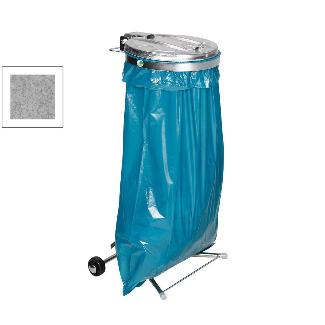 Müllsackhalter zur Wandmontage - für einen 120 l Sack - 400 x 510 mm (BxT) - enzianblau - Deckel Feuerverzinkt