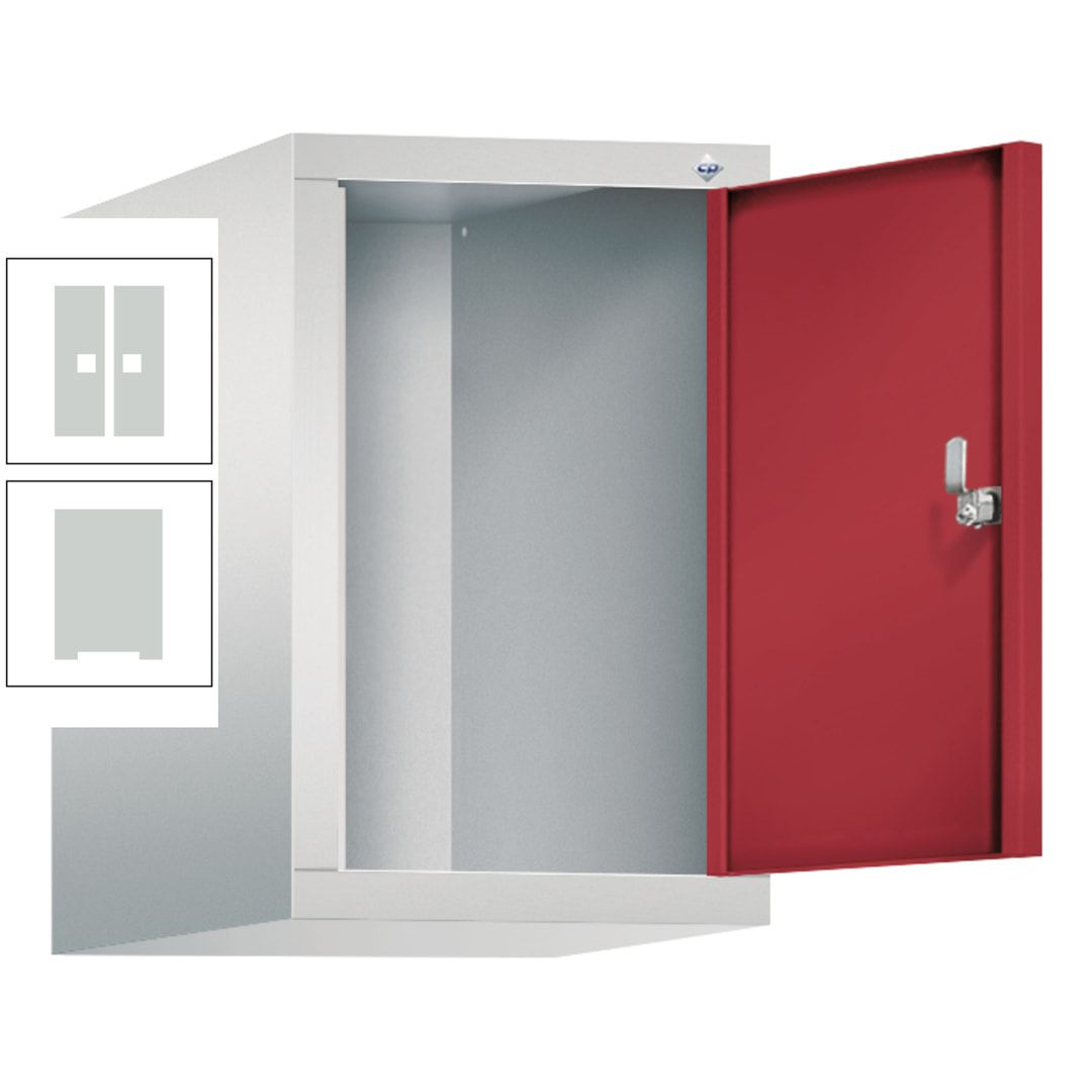 Aufsatzschrank für Spinde, Schließfachschränke und Stahlschränke, 1 Abteil, Korpus anthrazitgrau, Türe anthrazitgrau, 500 x 320 x 500 mm (HxBxT)