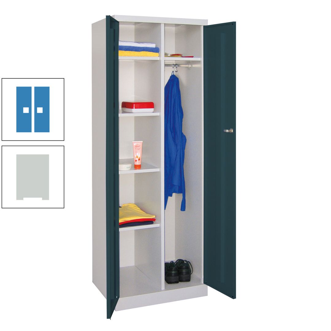 Kleiderschrank mit Sockel - Spind - 1 Abteil mit Trennwand - 1.800x600x500 mm (HxBxT) - Zylinderschloss - anthrazitgrau