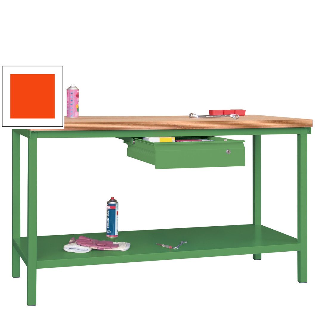 Werkbank mit Ablageboden - 1 Schublade - 900 x 1.500 x 700 mm (HxBxT) - Traglast 1.050 kg - anthrazitgrau