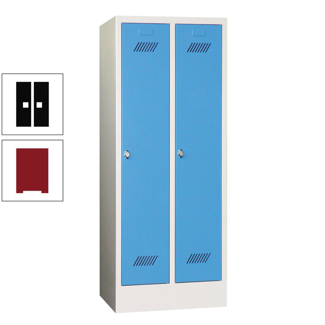Spindschrank f. Schulen - mit Sockel - Höhe 1.600 mm - 2 Abteile a 300 mm - Drehriegel - anthrazitgrau