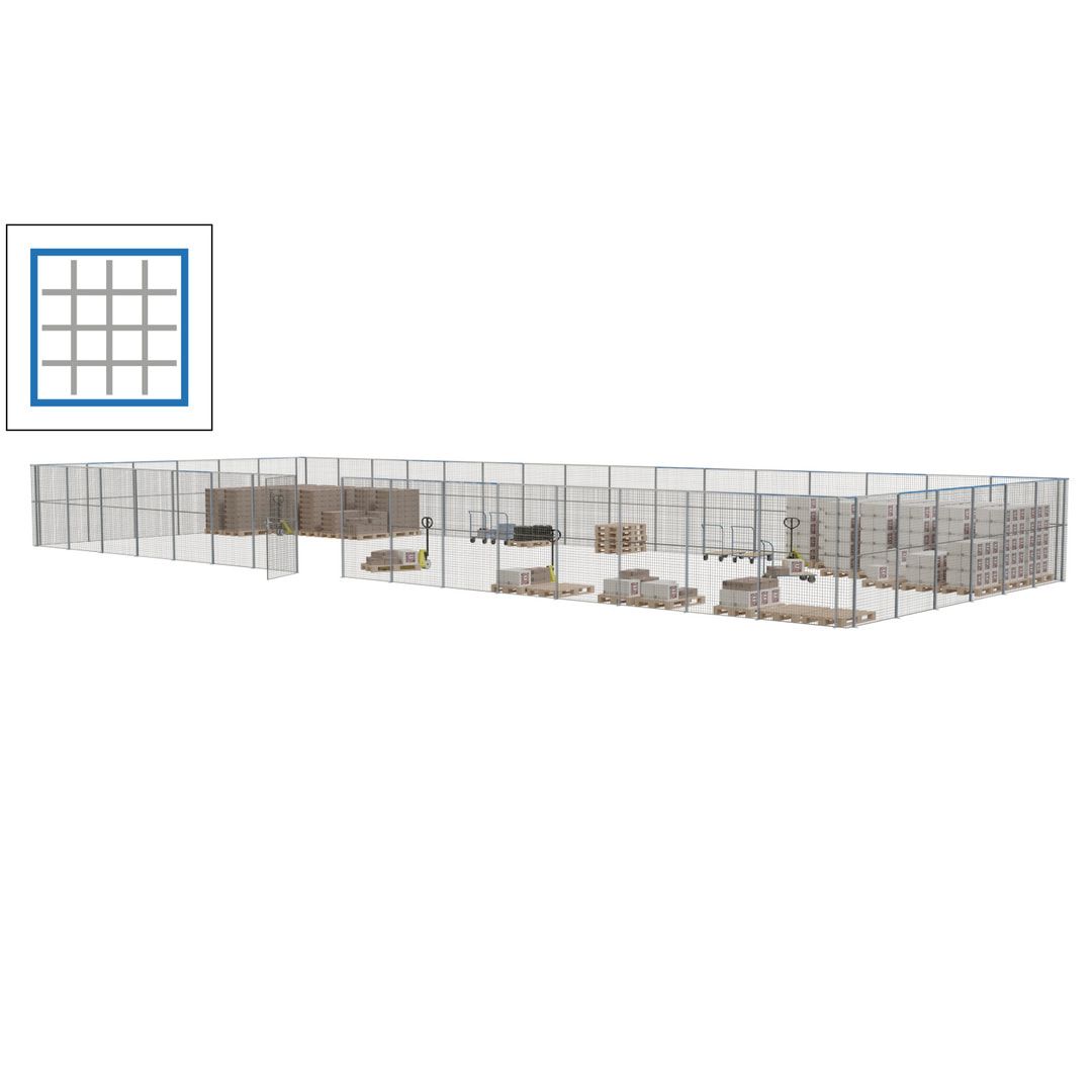 Maschinen Schutzgitter - Hallentrennwand - Sicherheitszaun - Tür - 66 m - 2.200 x 24.400 x 9.400 mm (HxBxT) - enzianblau