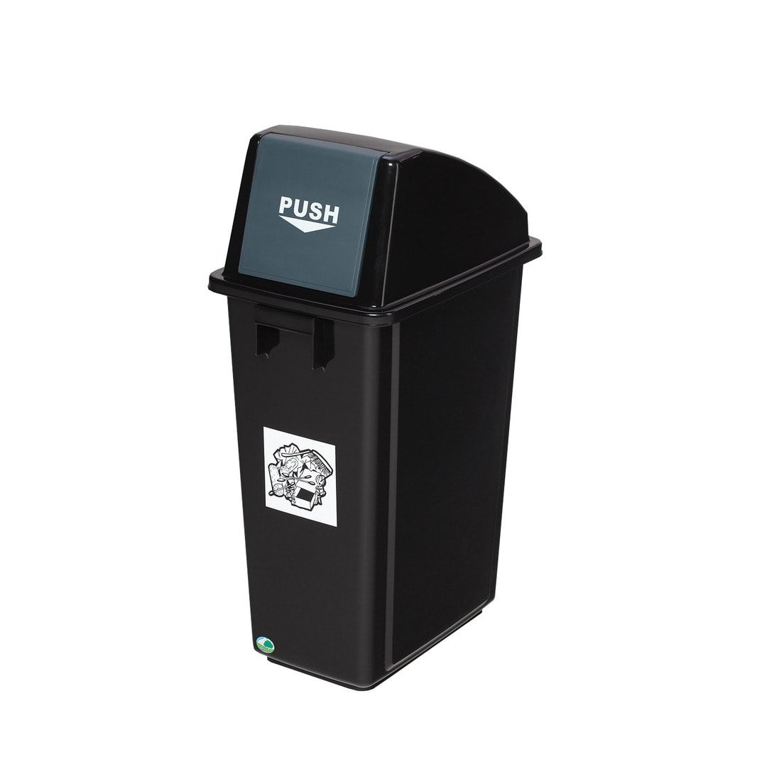 Wertstoffsammler für Papier - Kunststoff, schwarz - Volumen 58 l - 810 x 335 x 406 mm (HxBxT) - Klappe blau