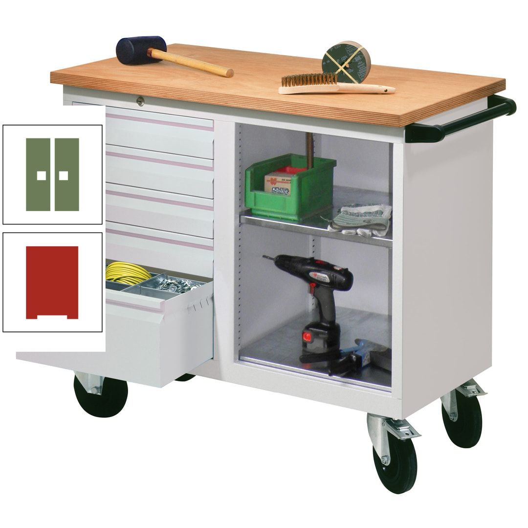 Mobile Werkbank - Werkstattwagen - 915 x 1.090 x 600 mm - 5 Schubladen und Ablagefach - anthrazitgrau