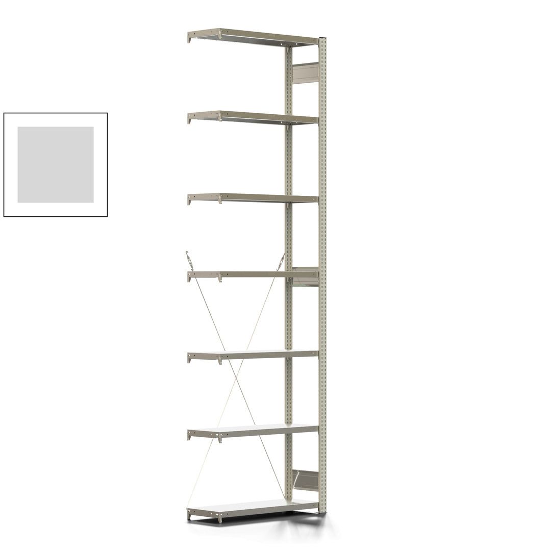Fachbodenregal mit Tiefenriegel - 250 kg - 3.000 x 875 x 300 mm (HxBxT) - Anbauregal - Rahmen enzianblau - Böden verzinkt, Steckregal BERT