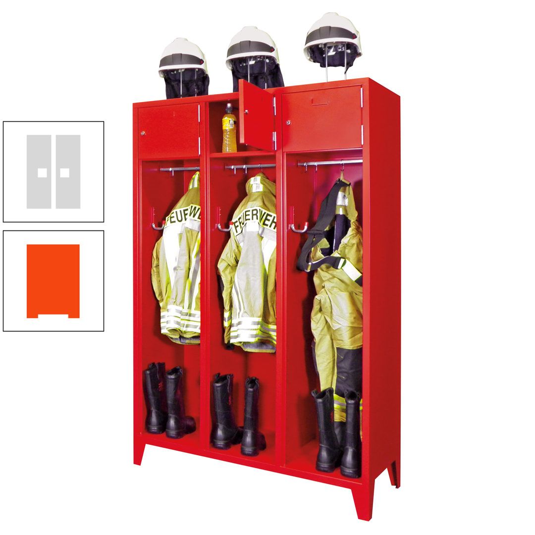 Feuerwehrschrank - 2 Abteile - Ablagefach mit Tür, Etikettenrahmen - 2.100 x 830 x 500 mm (HxBxT) - anthrazitgrau