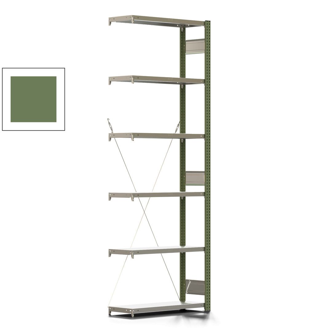 Fachbodenregal mit Tiefenriegel - 350 kg - 2.500 x 875 x 326 mm (HxBxT) - Anbauregal - 6 Böden - enzianblau - Lagerregal - Steckregal BERT