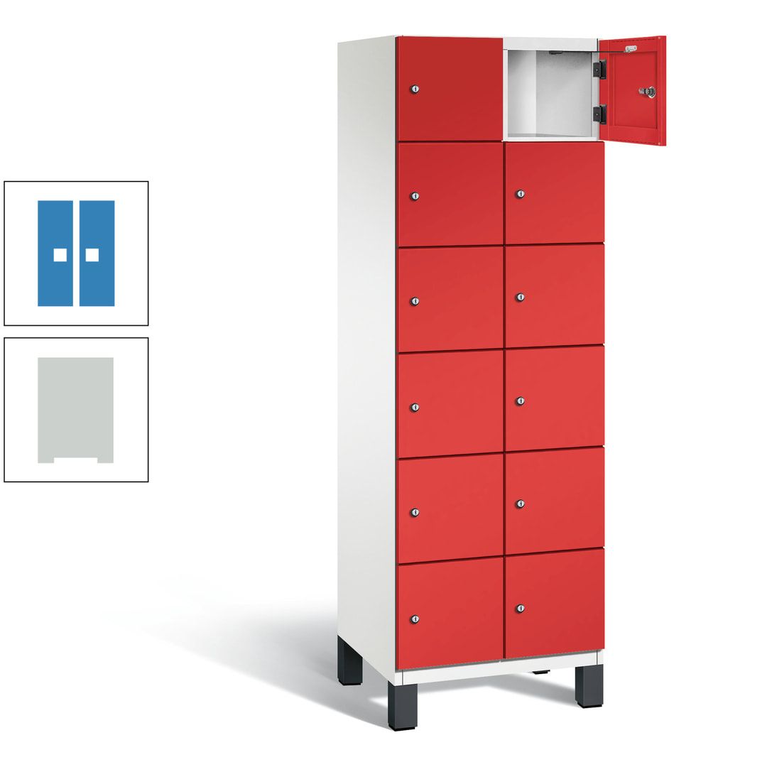 Fächerschrank, Stahlschrank, 12 Fächer, Türöffnungsbegrenzer, Füße, 1.980 x 600 x 525 mm (HxBxT), Korpus anthrazitgrau, Front anthrazitgrau