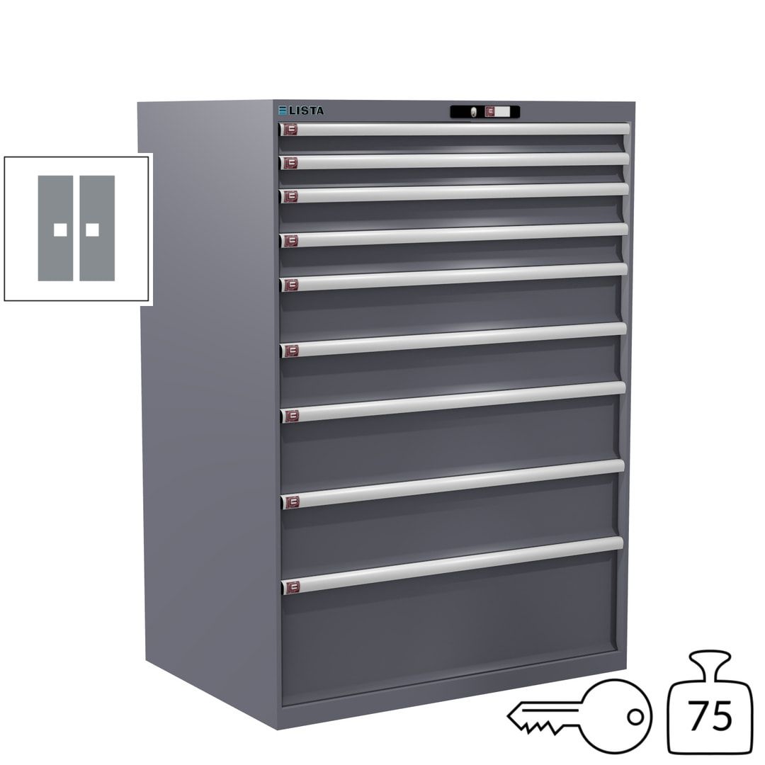 Lista Schubladenschrank - 12.550.010 - 1.450x1.023x725 mm (HxBxT) - 9 Schubladen - 200 kg - Key Lock - lichtblau (RAL 5012)