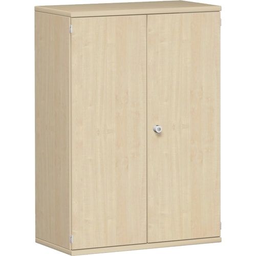 Flügeltürenschrank, Holztüren, 3 Ordnerhöhen, 2 Dekor-Einlegeböden, 1.152 x 1.000 x 425 mm (HxBxT), Frontfarbe Ahorn, Korpusfarbe Ahorn