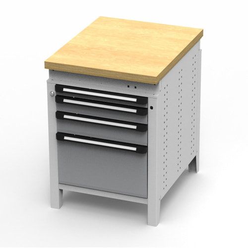 OTTOKIND Werkbank - Arbeitsplatte bündig - 850 x 605 x 750 mm (HxBxT) - 4 Schubladen - 60:1 / 90:1 / 120:1 / 300:1 - lichtgrau / anthrazitgrau