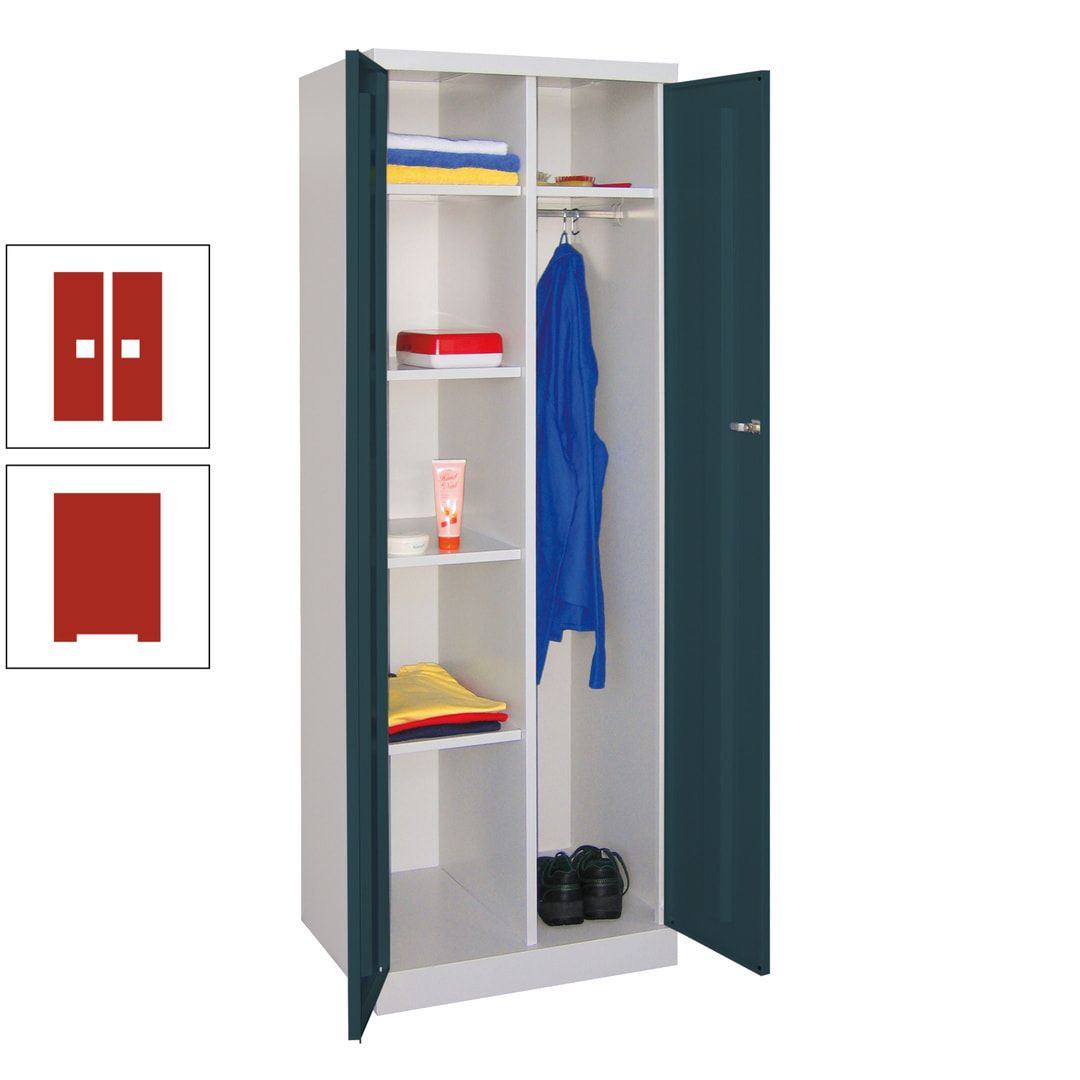 Kleiderschrank mit Sockel - Spind - 1 Abteil mit Trennwand - 1.800x600x500 mm (HxBxT) - Zylinderschloss - anthrazitgrau