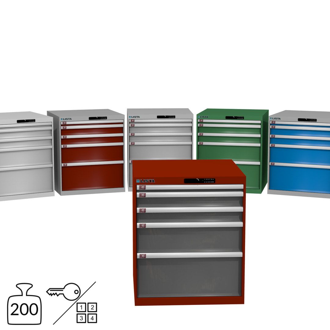 Lista Schubladenschrank - 14.411.010 - 850x717x725 mm (HxBxT) - 5 Schubladen - 75 kg - Key Lock - lichtblau (RAL 5012)