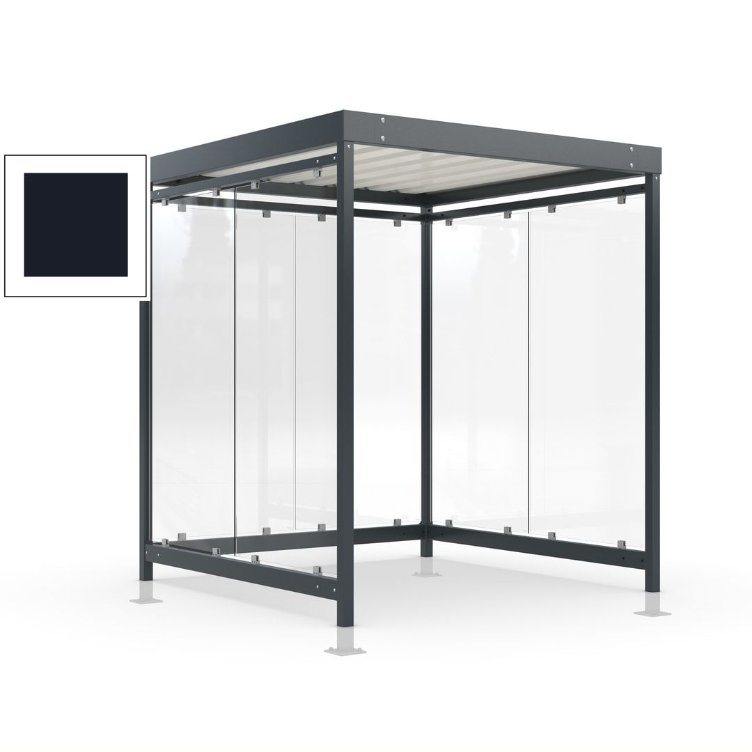 Raucherunterstand, Bushaltestelle, Bausatz, mit Überpflasterung, 6-7 Personen, 6 Wände, 2.440 x 2.165 x 2.165 mm (HxBxT), Achatgrau