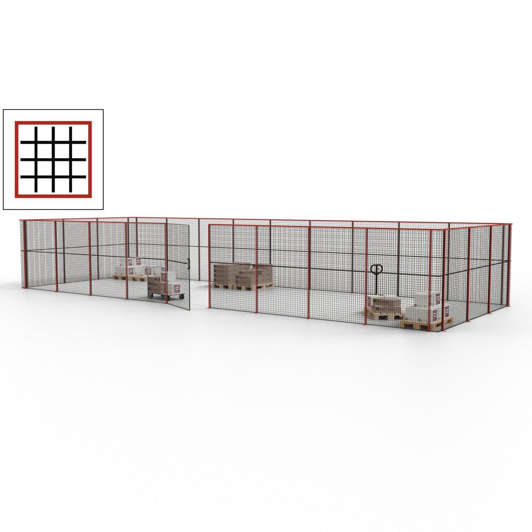 Maschinen Schutzgitter - Hallentrennwand - Sicherheitszaun - Tür - 36 m - 2.200 x 13.900 x 4.900 mm (HxBxT) - enzianblau