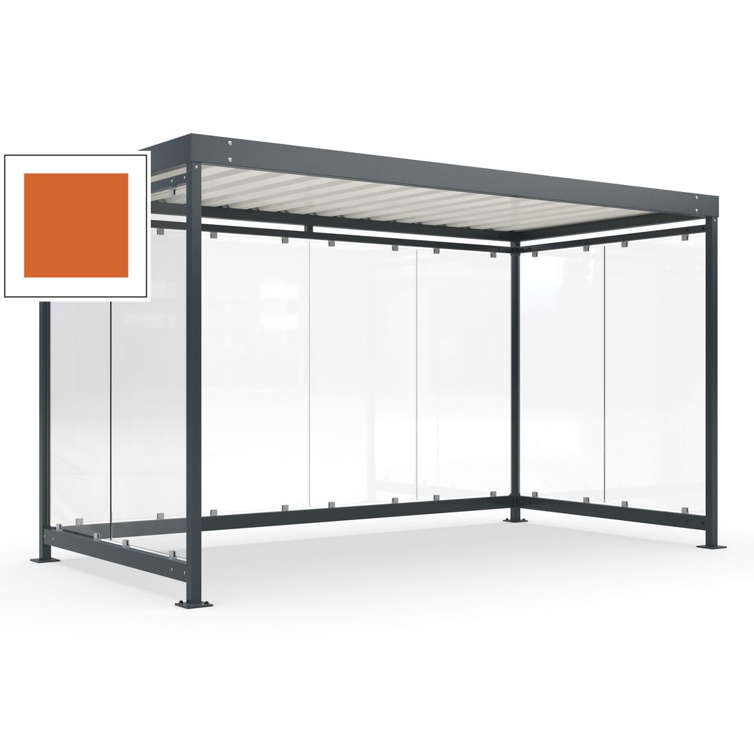 Fahrradunterstand, Fahrgastunterstand, Bushaltestelle, Bausatz, 12-13 Personen, 2.510 x 4.195 x 2.165 mm (HxBxT), 8 Wände, Achatgrau