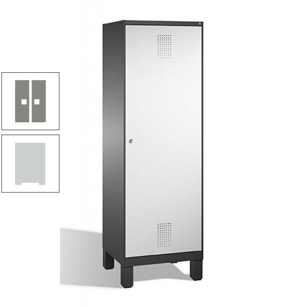 Doppel-Spind, Garderobenschrank, 1 Tür für 2 Abteile a 300 mm, Korpus anthrazitgrau, Türen anthrazitgrau, 1.850 x 600 x 500 mm (HxBxT)